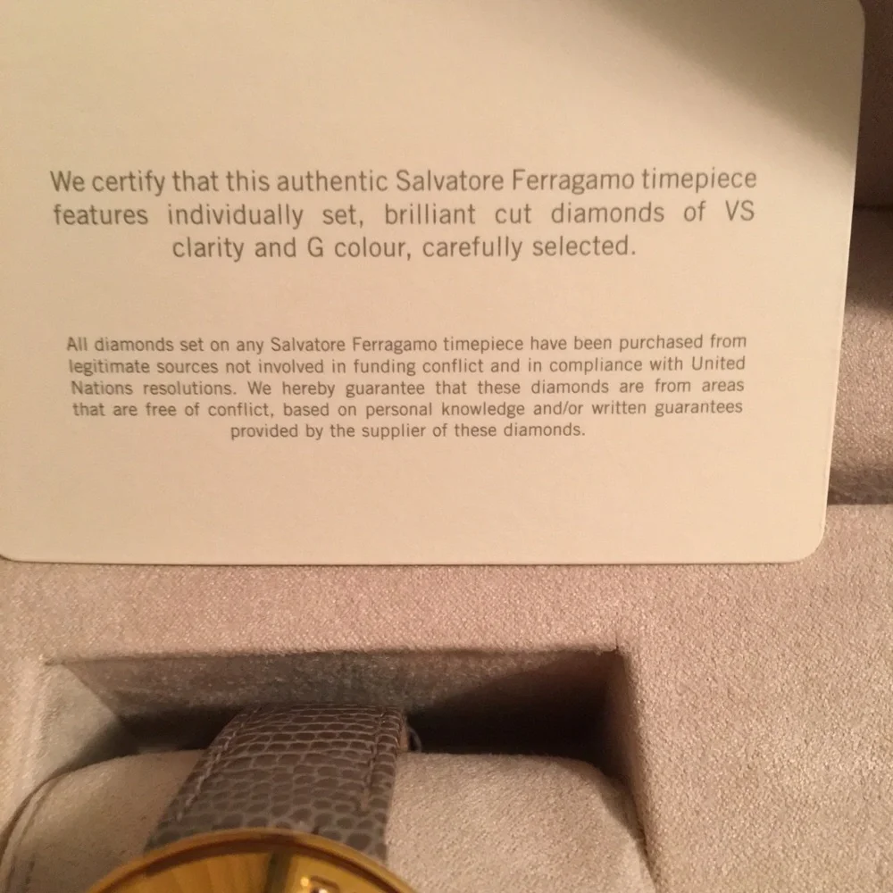 FERRAGAMO NIB AUTHENTIC LUXURIOUS DIAMONDS/LEATHER WATCH